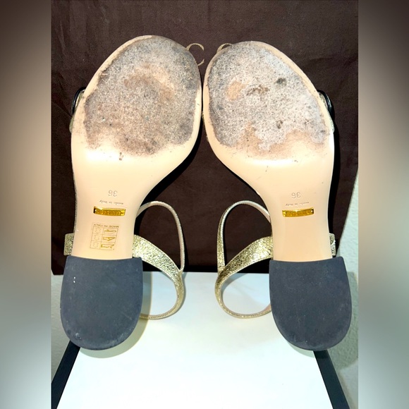 GUCCI Sexy Metallic Laminate Leather Mid Heel Sandal Double US Size 6, with Box. - Picture 12 of 16